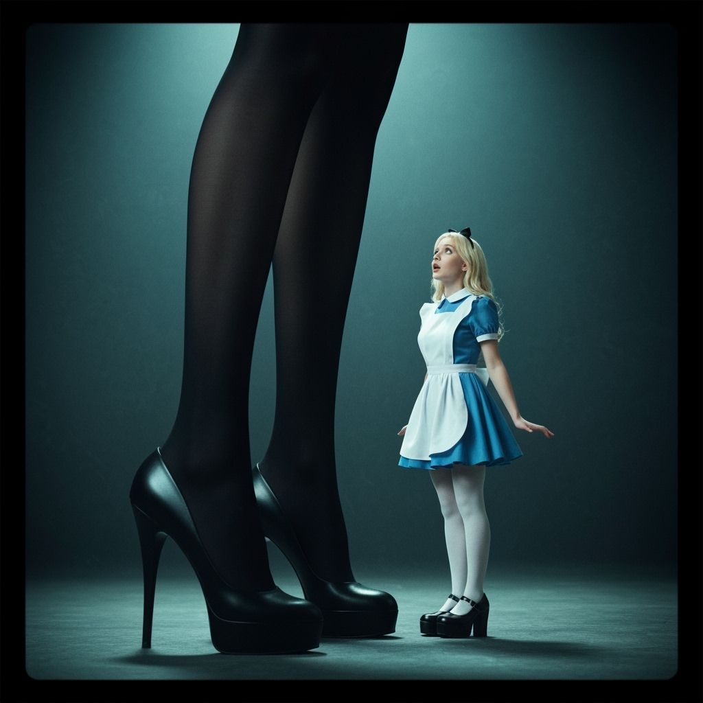 Alice in Wonderland Meets Giant Legs: A Cinematic Still