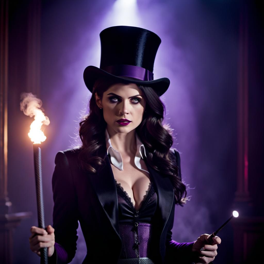 Alexandra Daddario as Zatanna in a Smoky Room