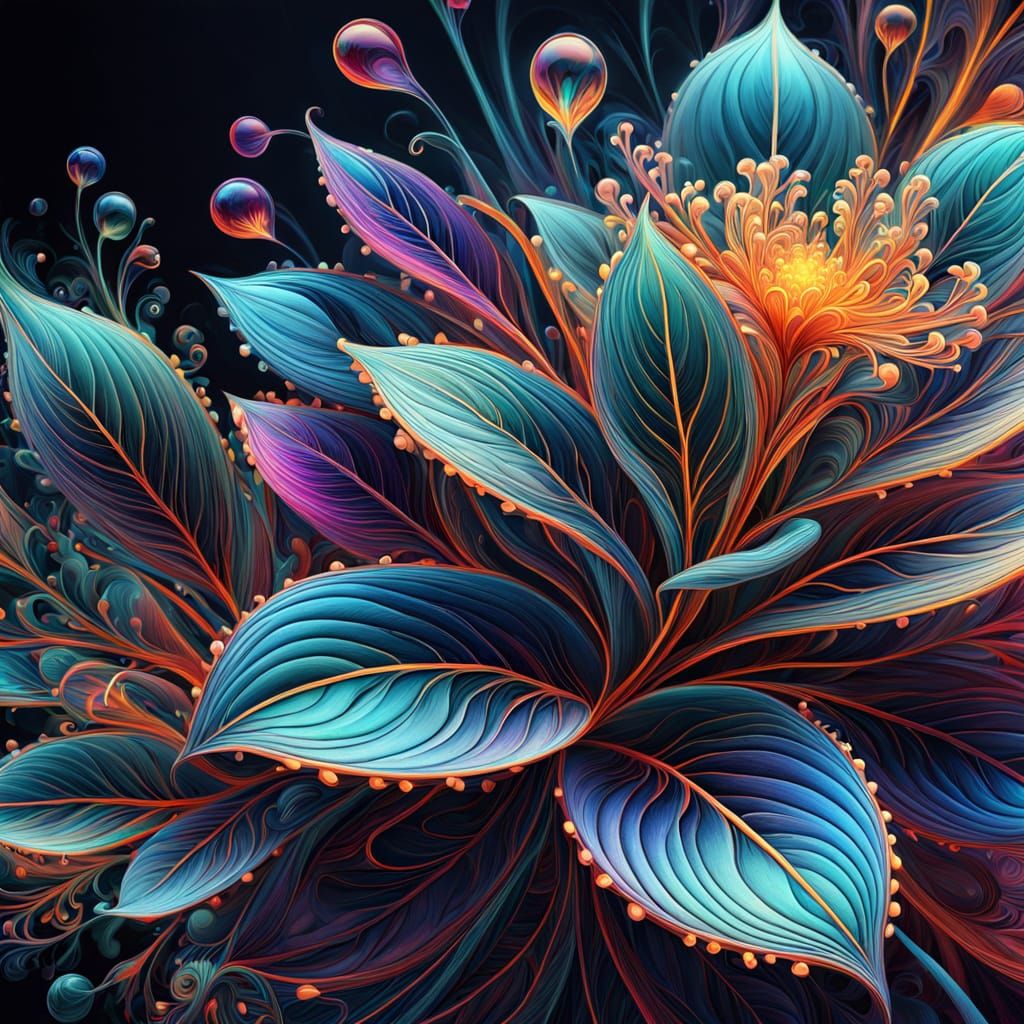 Surrealistic Blooming Wonder in Radiant Hues