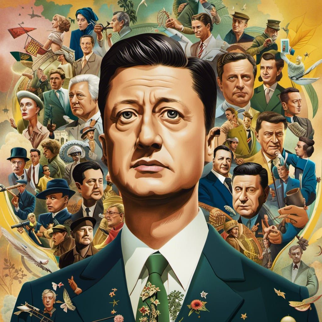 Surreal Collage Portrait in Mixed Media Style