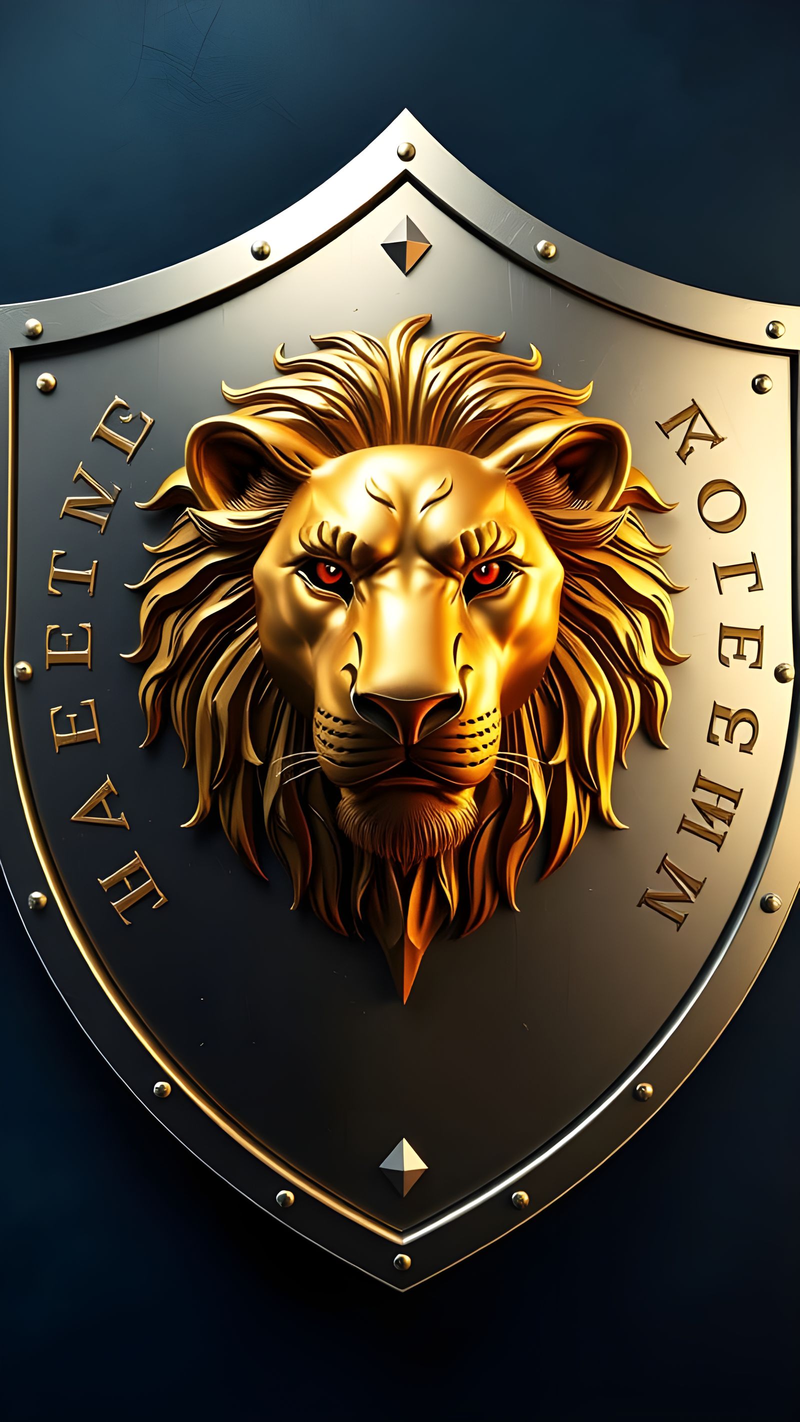 Hyperrealistic Lion Shield in Roman Style