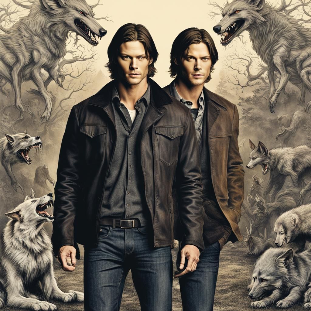 Supernatural Actors in Fantasy Scene with Monsters