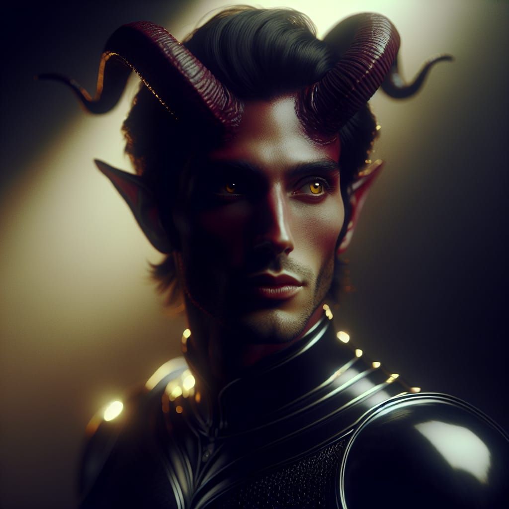 Dramatic Portrait of Maroon-Skinned Knight in Film Still Sty...