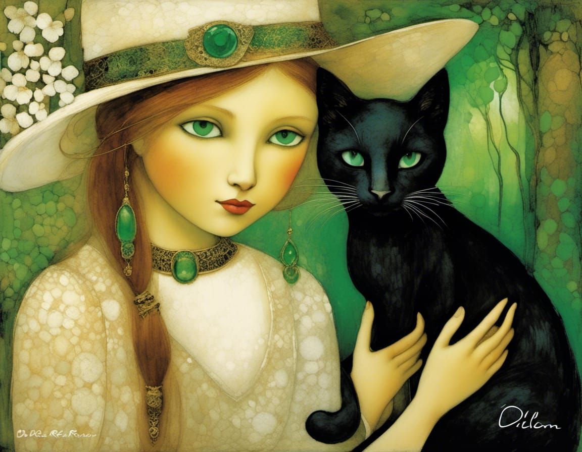 Couple and Cat Travel Through Lush Forest