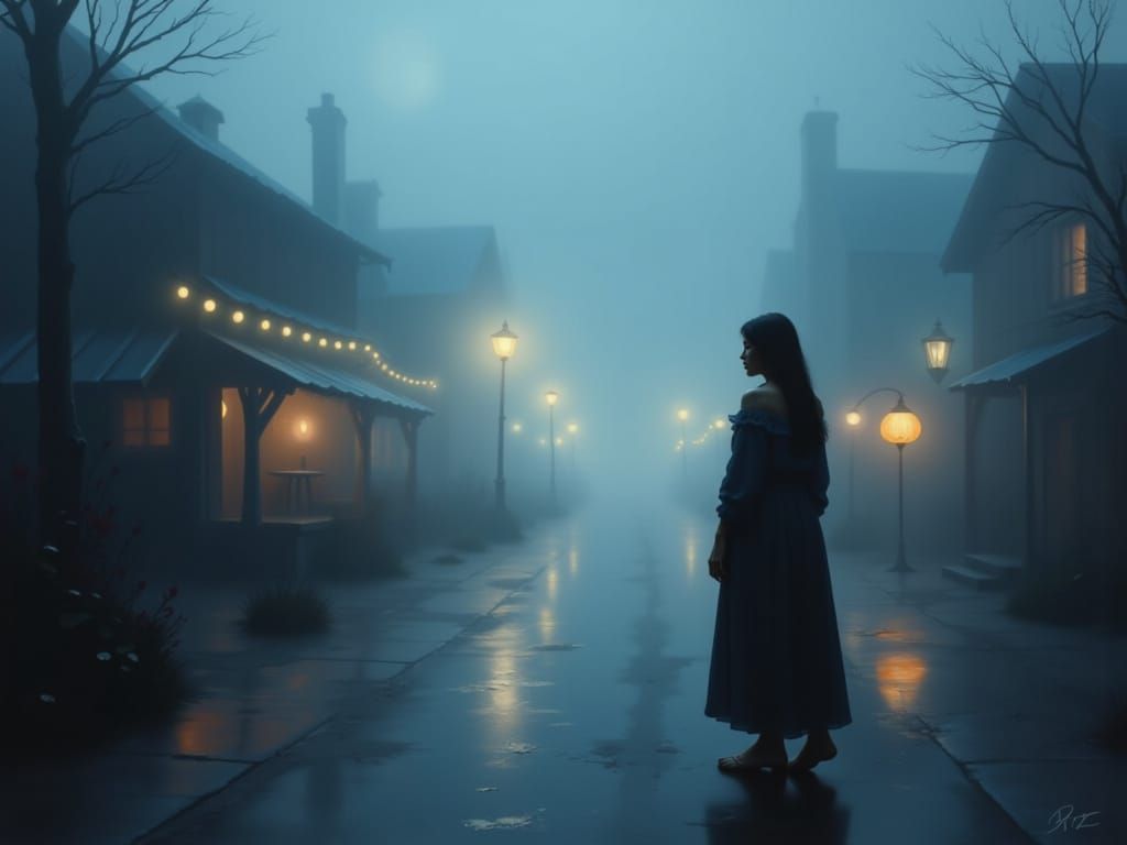 Dreamy Christmas Town Fog at Early Morning