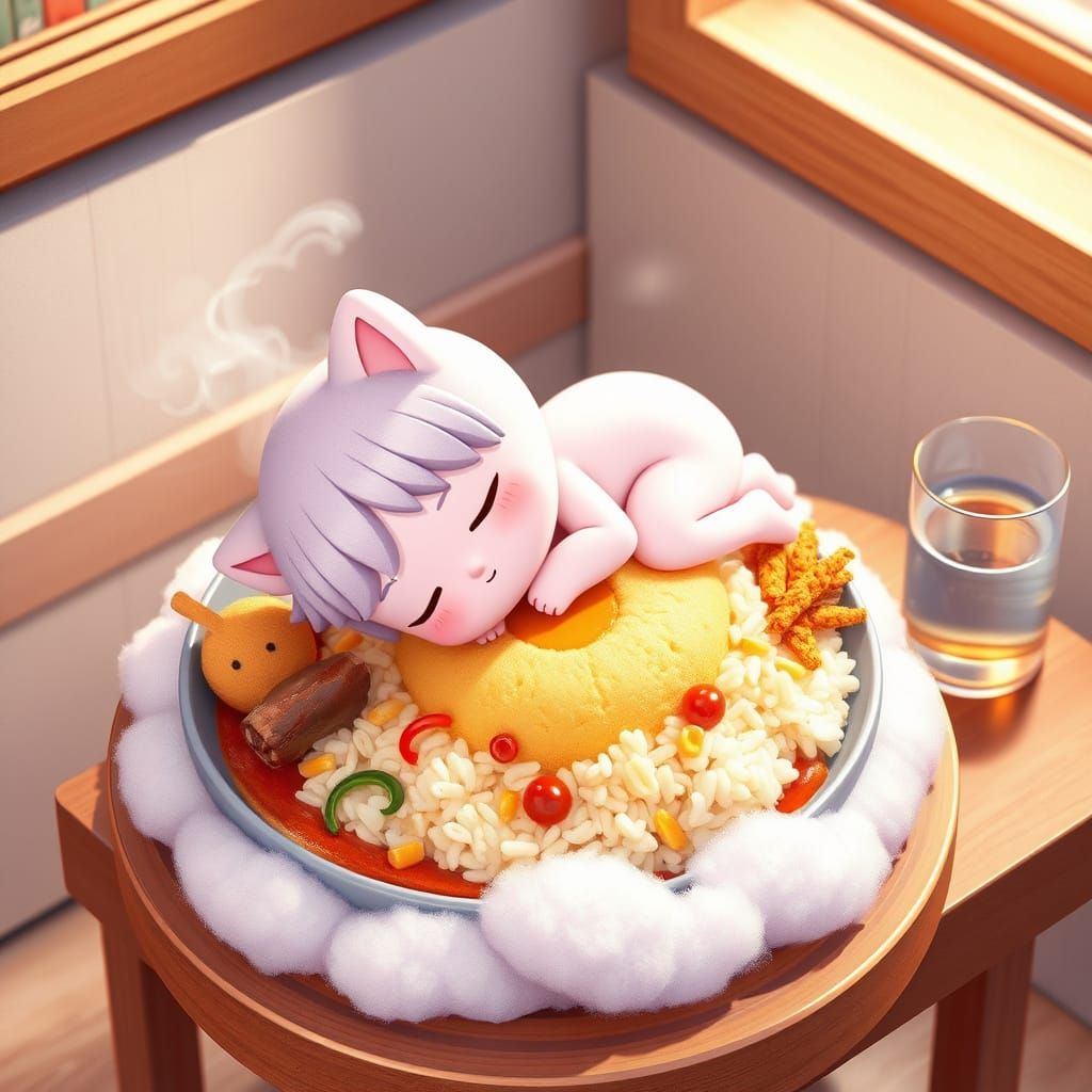 Chibi Character Dreams in Whimsical Kawaii Style