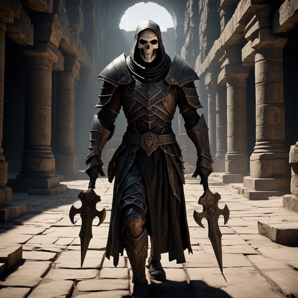 Marrow in Desolate Arena: Hyper-Realistic Digital Art