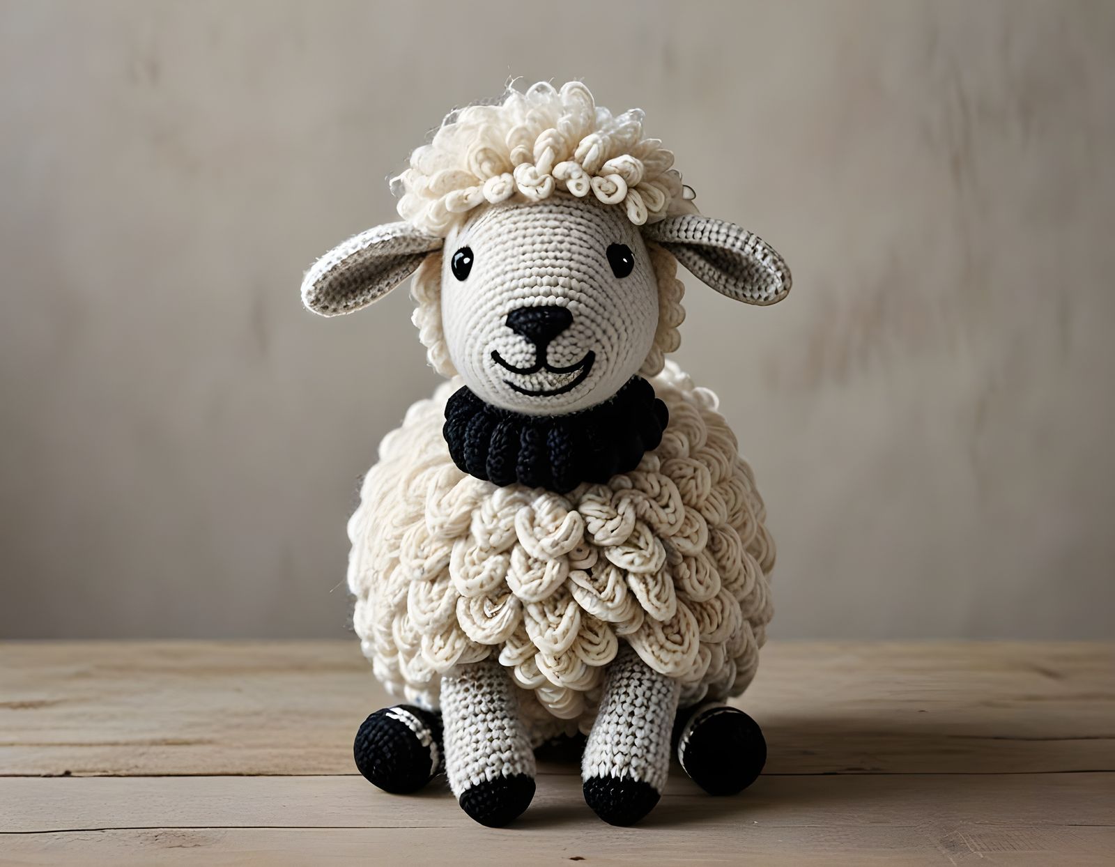 Whimsical Crocheted Sheep Figure in Soft Yarn