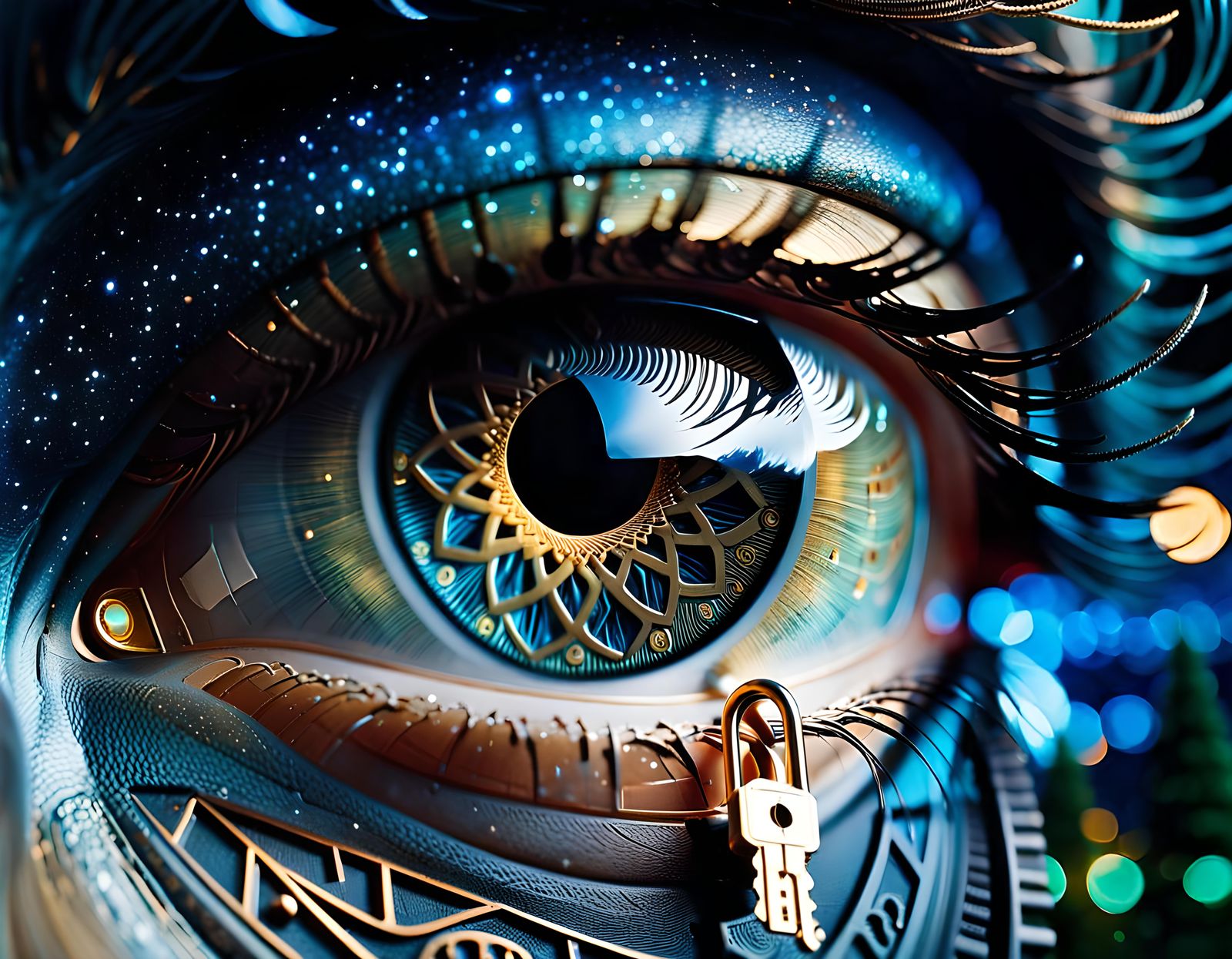 Detailed Eye Reflecting Key to Starry Universe