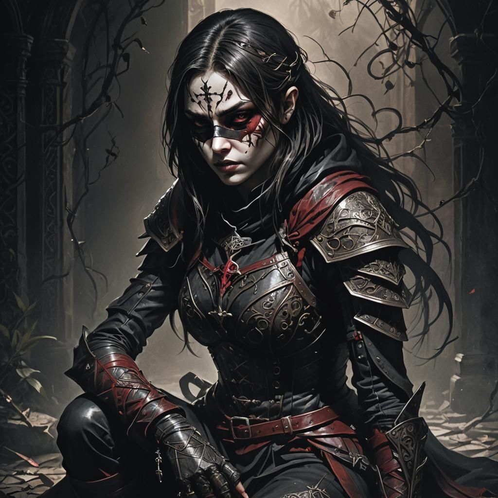 Gothic Assassin with Crimson Highlights