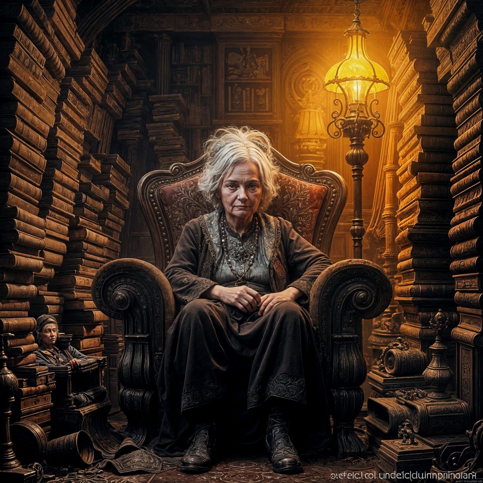 A Cozy Book Shop Scene in Rich, Deep Colors