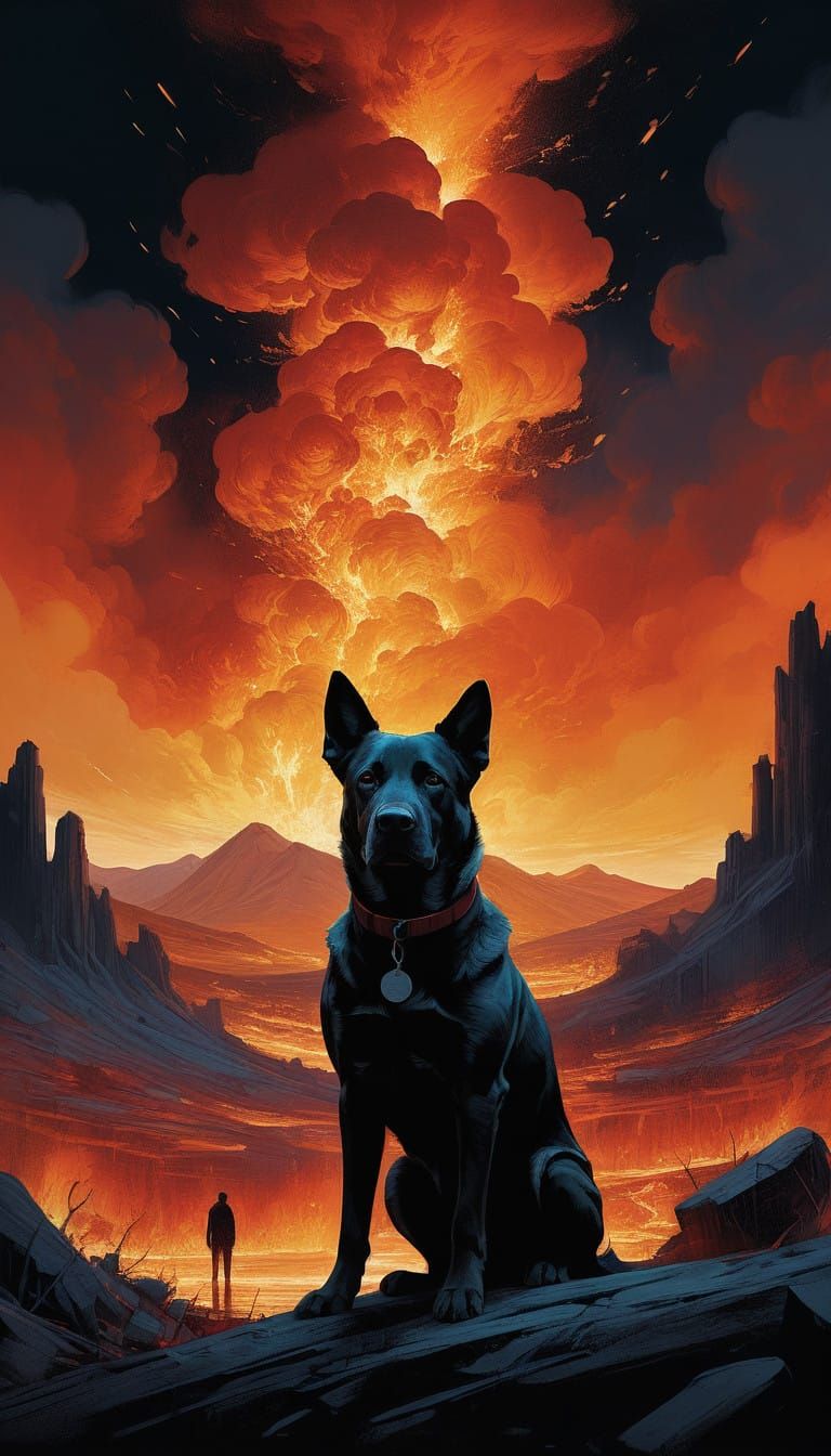 Superhero Amidst Inferno, Safe with Loyal Dog
