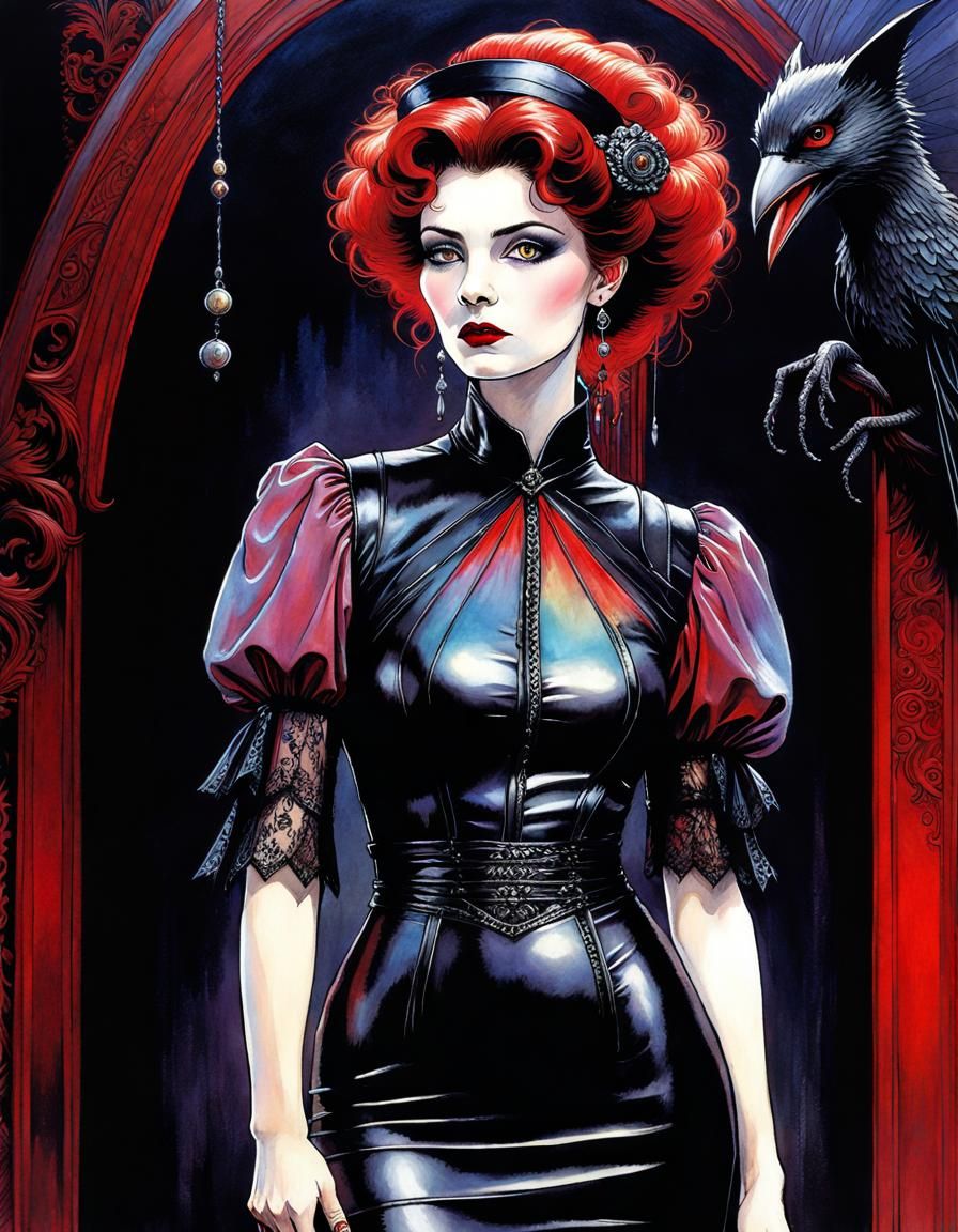 Goth Goddess in 80s Digital Art