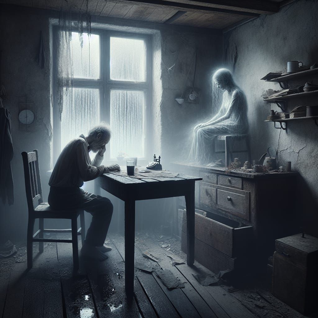 Elderly Man in Melancholy Solitude