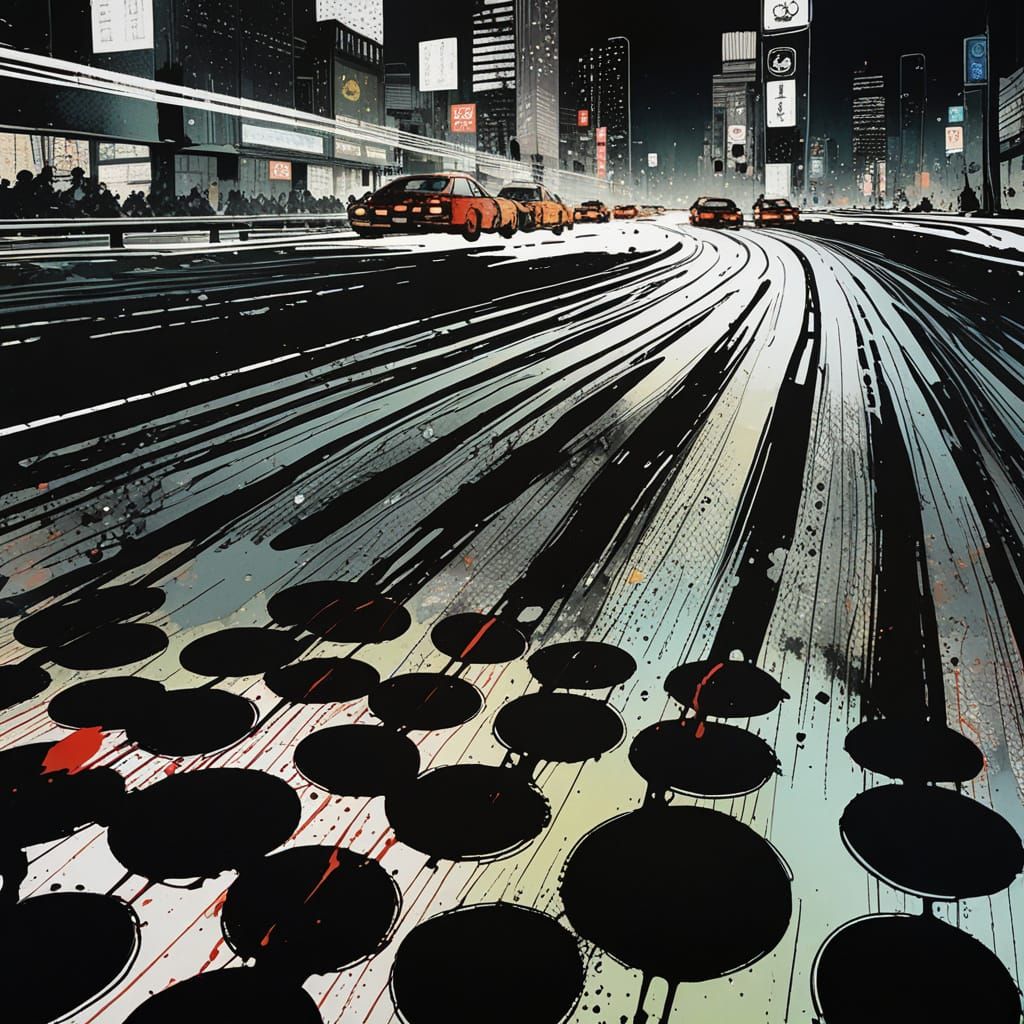 Cyberpunk Samurai Robots Engage in Futuristic Street Fightin...