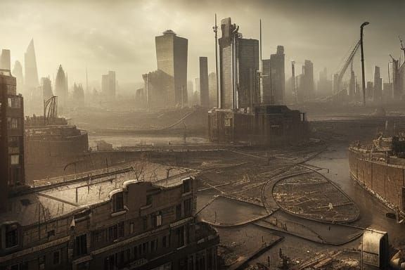 Post-Apocalyptic Rotterdam in Dark Fantasy Style