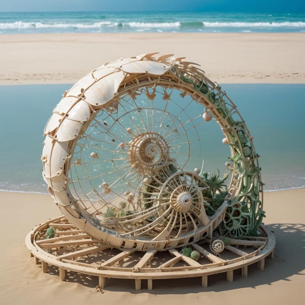 Surreal Strandbeest Nautilus on the Beach