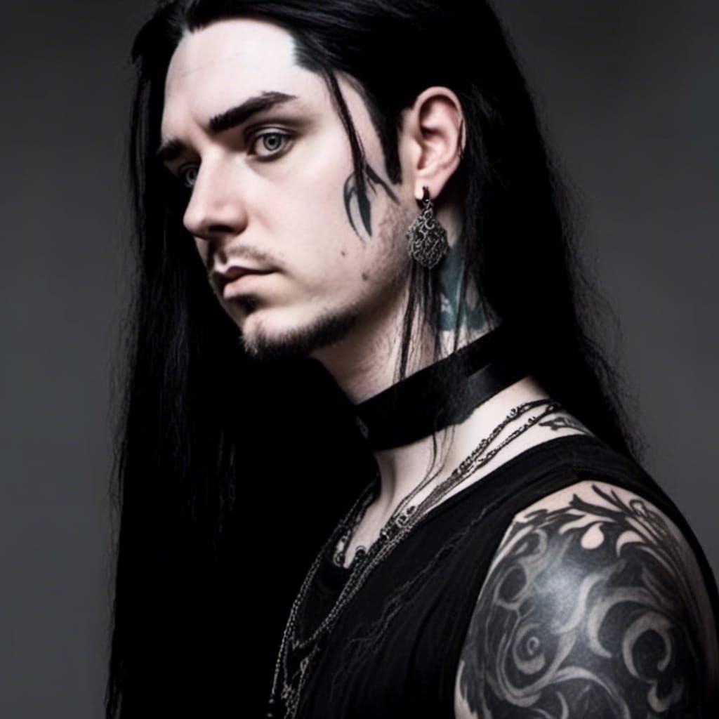 Detailed Portrait of a Young Man with Tattoos