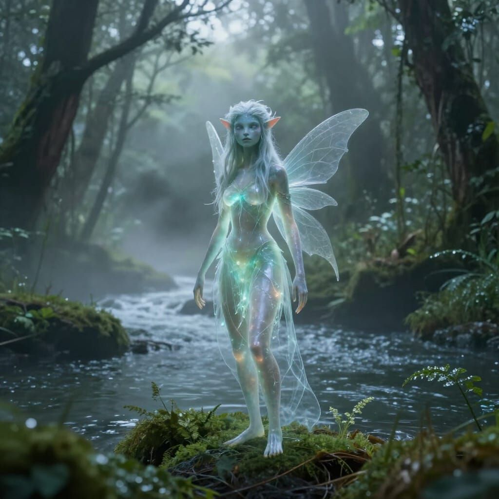 Ethereal Marsh Guardian in Misty Forest