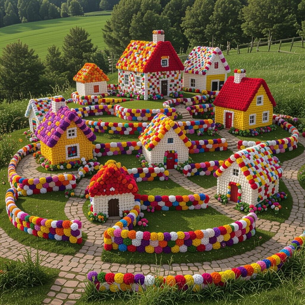 Pompom Village: A Colorful Countryside Masterpiece