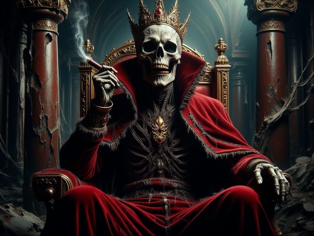 Skeleton King Portrait in Baroque Masterpiece Style