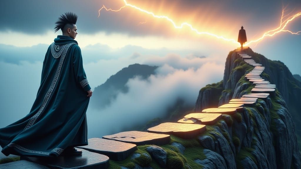 Mystical Monks Connect Across Dreamlike Landscapes