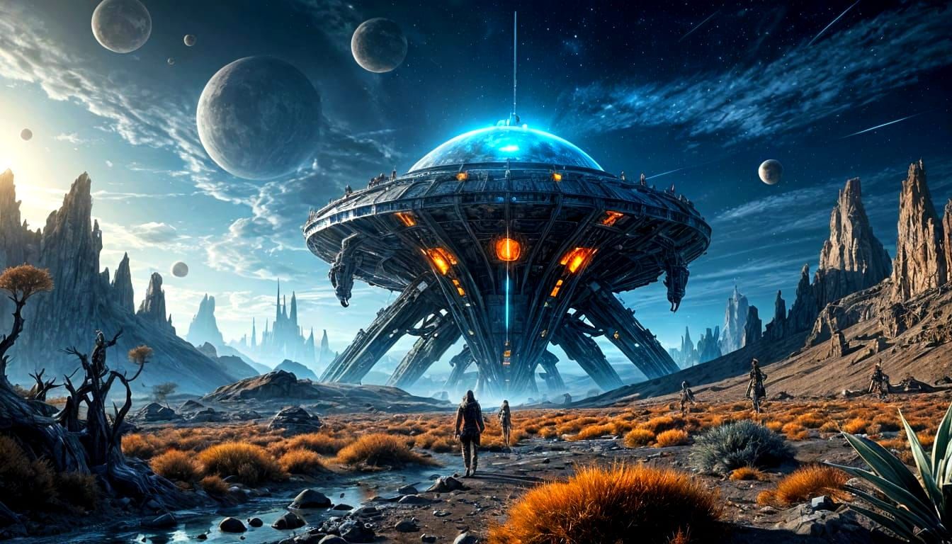 Regal Queen Addresses Troops on Alien Desert Planet