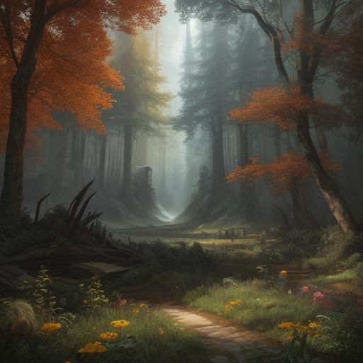 Hands Quilting a Forest Blanket: Detailed Matte Painting