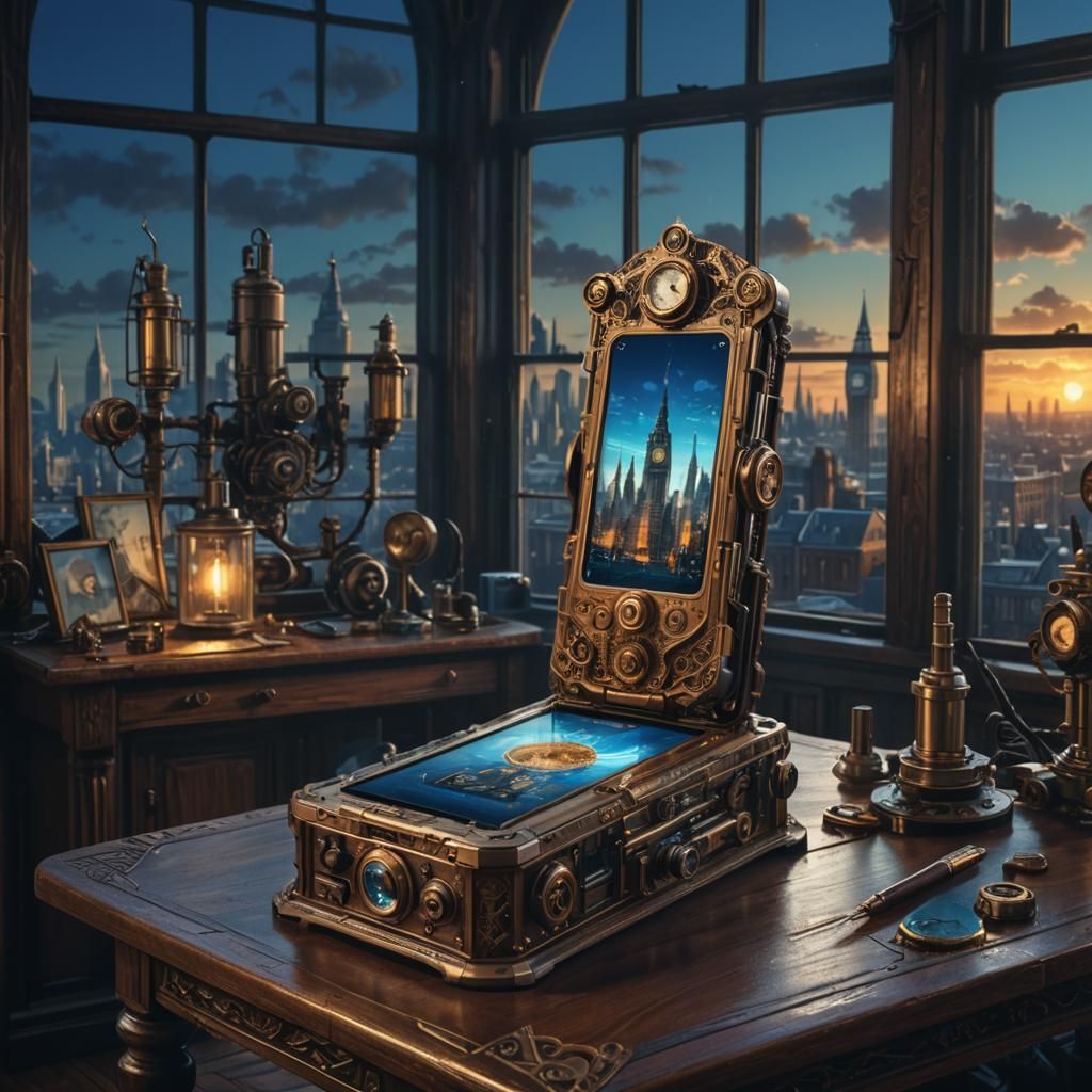Steampunk Smartphone in Victorian Laboratory: Digital Matte ...