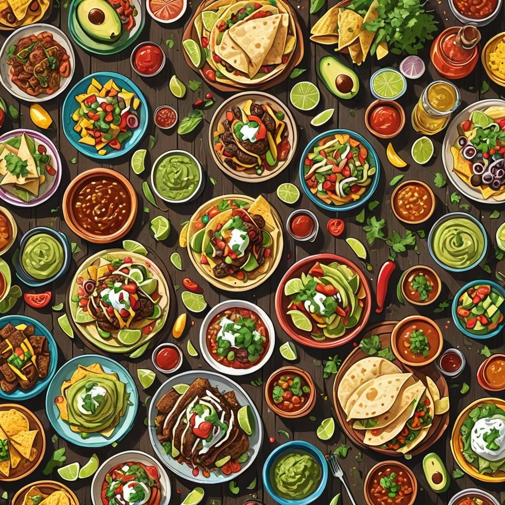 A Colorful Mexican Feast Illustration for Cinco de Mayo