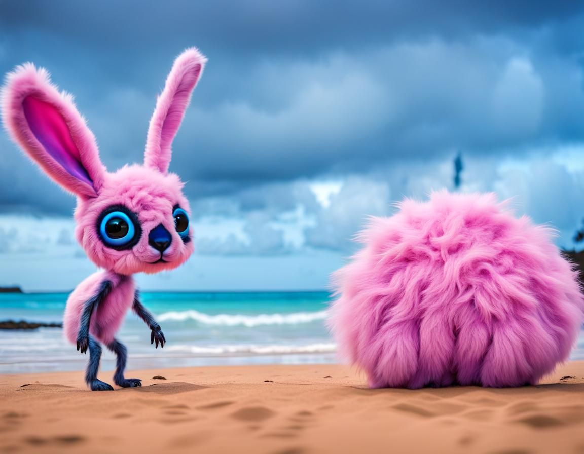 Adorable Alien Rabbits on Hawaii Beach