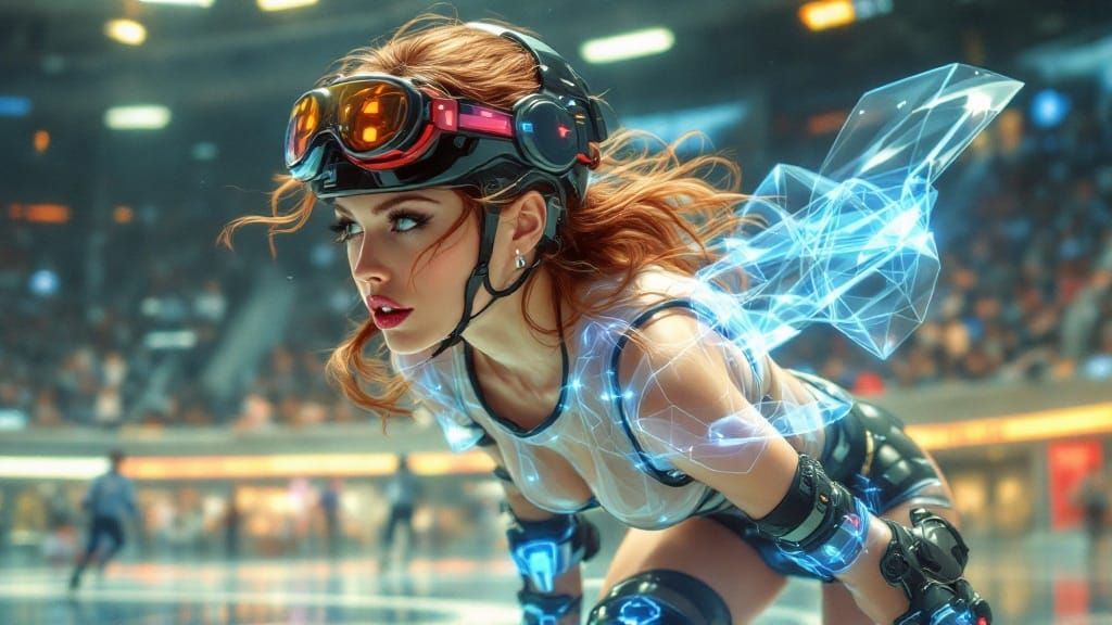 Neoclassical Pin-Up Goddess in Holographic Transparency