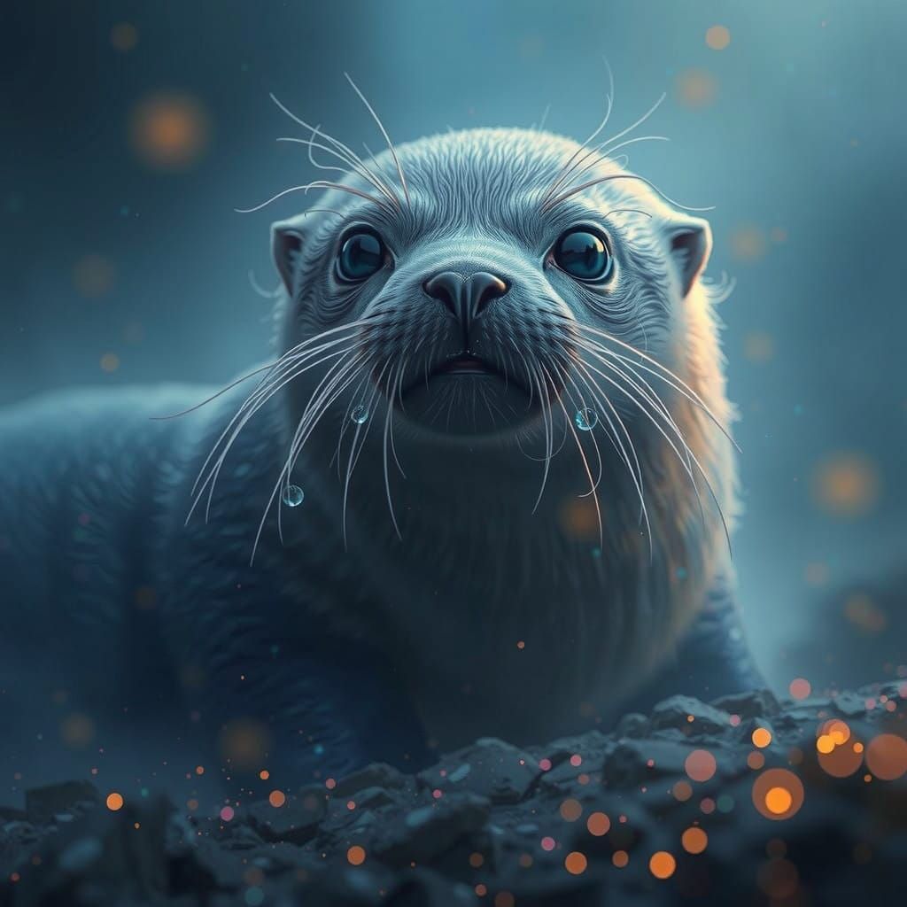 Majestic Seal-Otter Hybrid in Celtic-Inspired Moonlit Scene