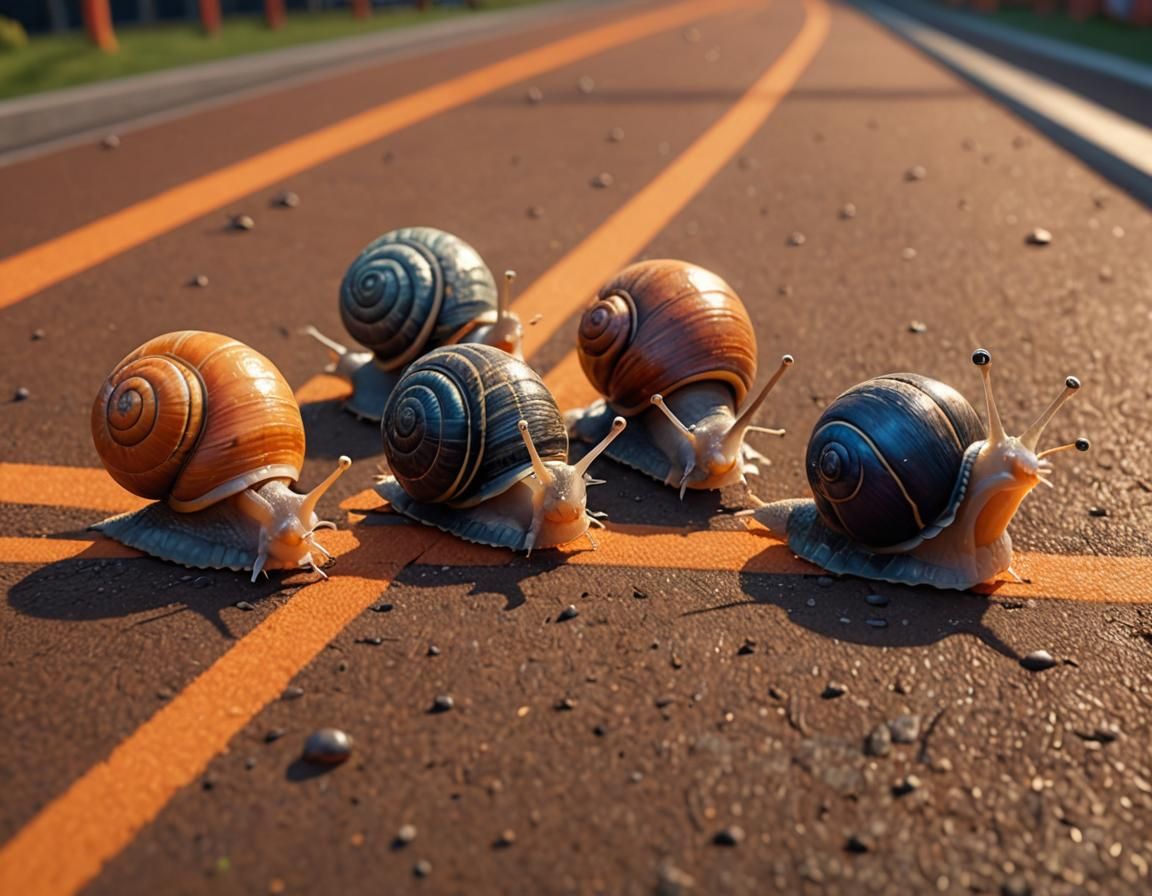 Snails Race: A Pixar-Style Animated Scene