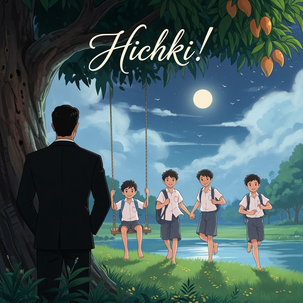 Serene Moonlit Scene with Playing Children, Animated Style