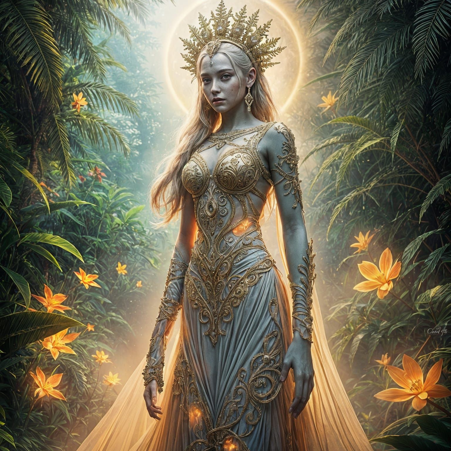 Goddess of the Lush Jungle in Hyperrealistic Detail