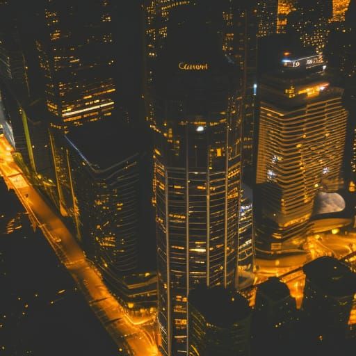 Giant Cityscape at Night in Sharp Focus