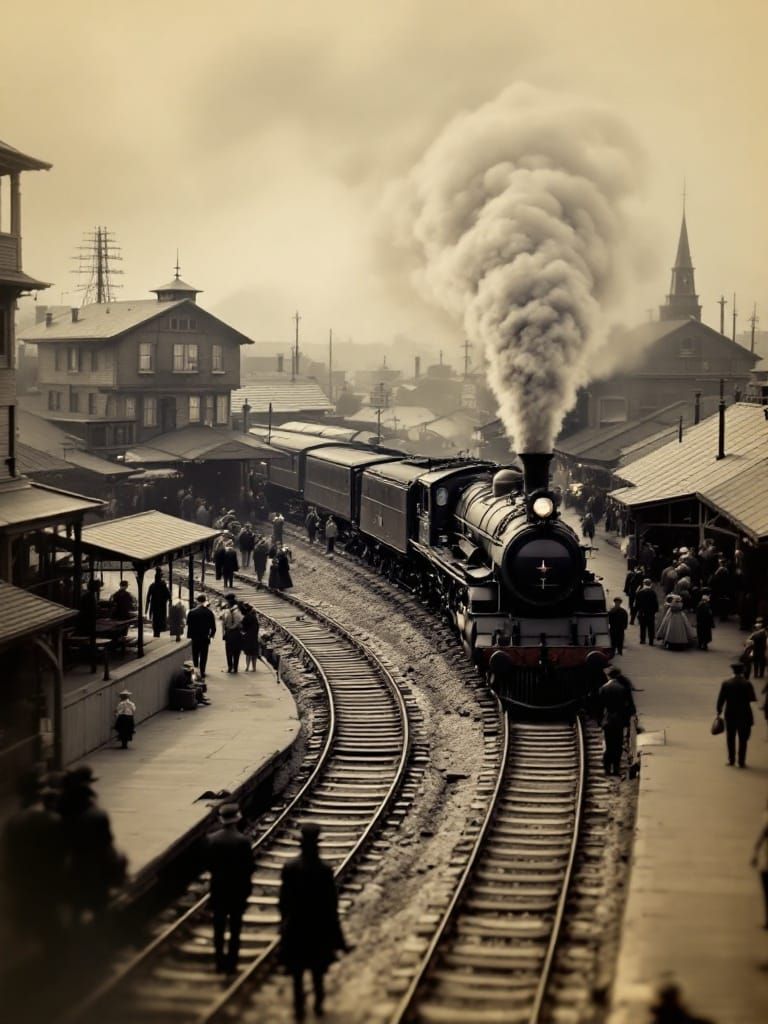 Vintage Train Station in Warm Hues