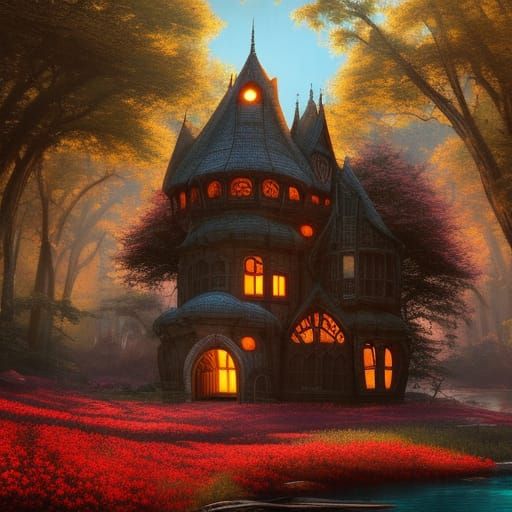 Fantasy Cottage Home in Giant Mushroom