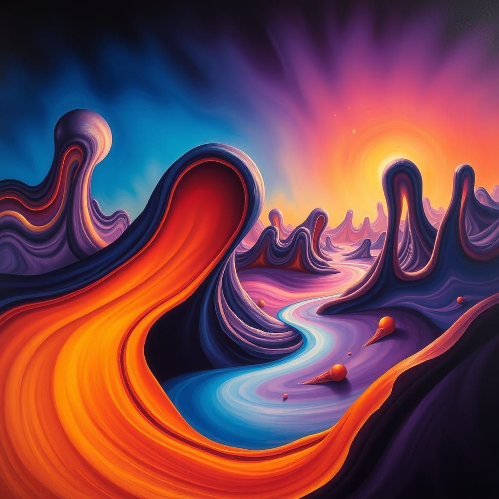 Surreal Dreamscape of Flowing, Melting Shapes
