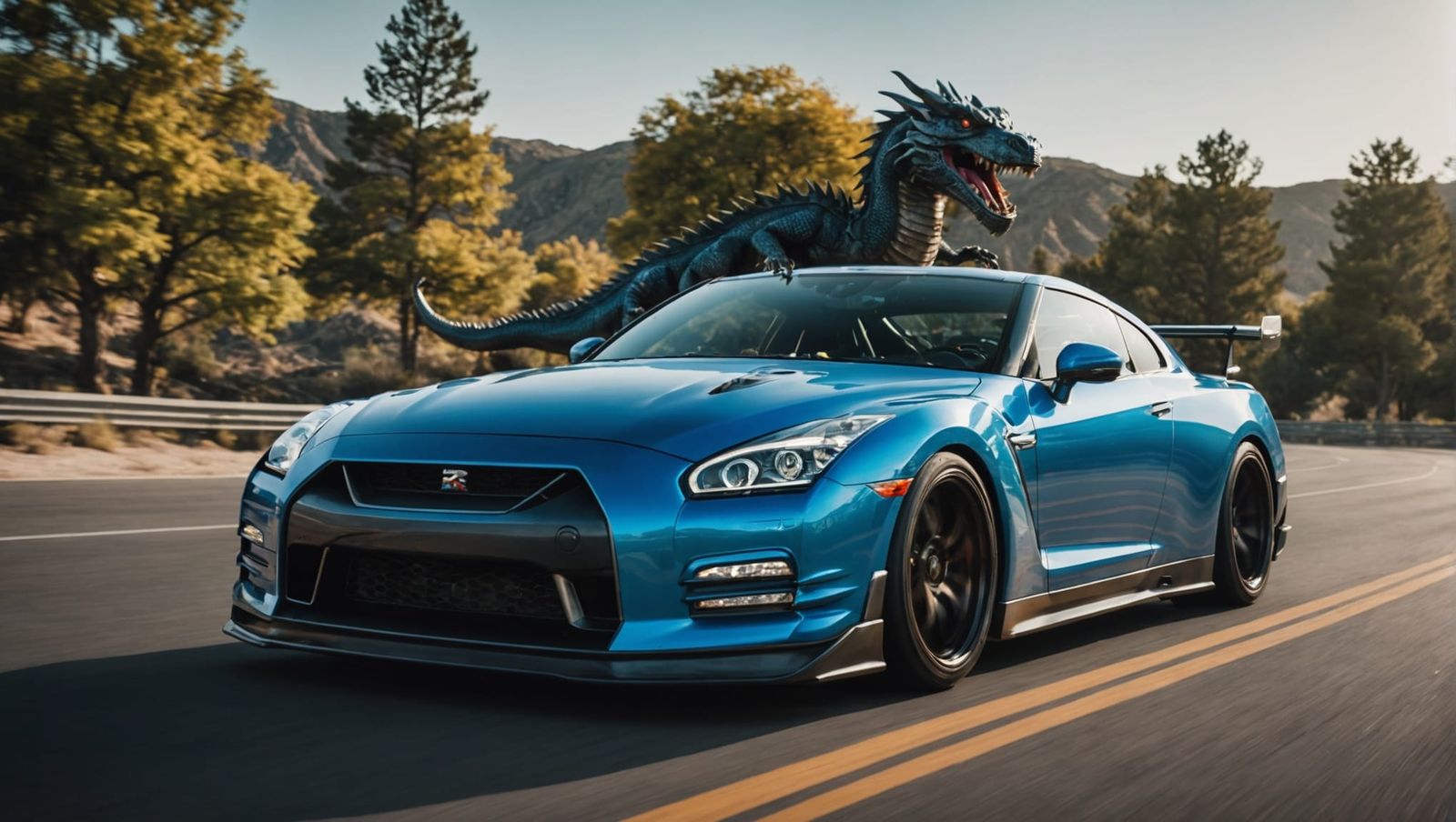 Dragon Adorned Nissan GTR R35: Cinematic Film Still
