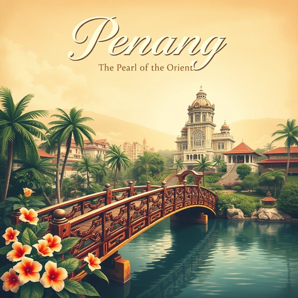 Vintage Penang Travel Poster: Pearl of the Orient