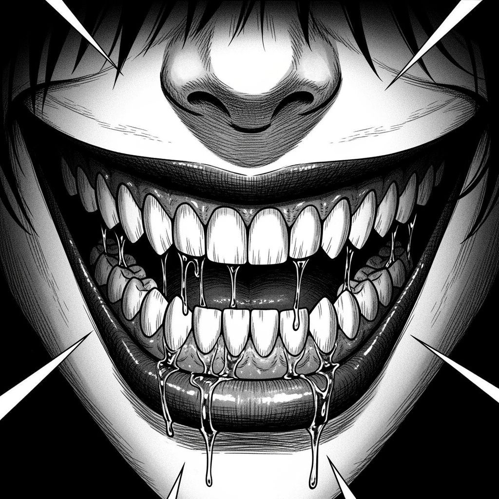 Horror Manga: Monstrously Wide Grin Close-Up