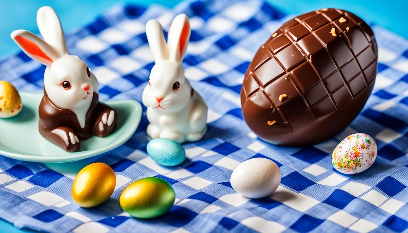 Easter Still Life with Chocolate Egg and Sugar Figures