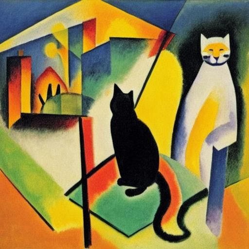 Fluorescent Cat in Expressionist Style