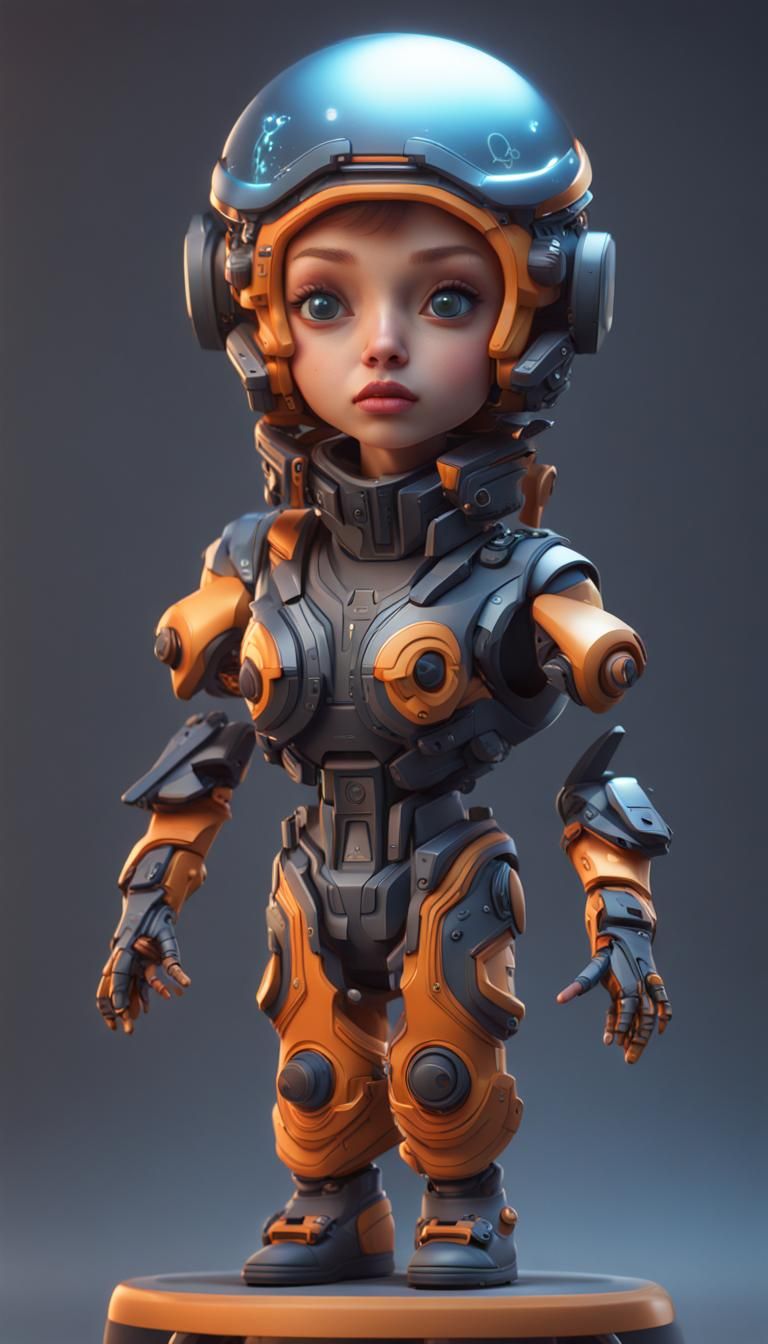 Playful Sci-Fi Bobblehead Characters in Matte Painting
