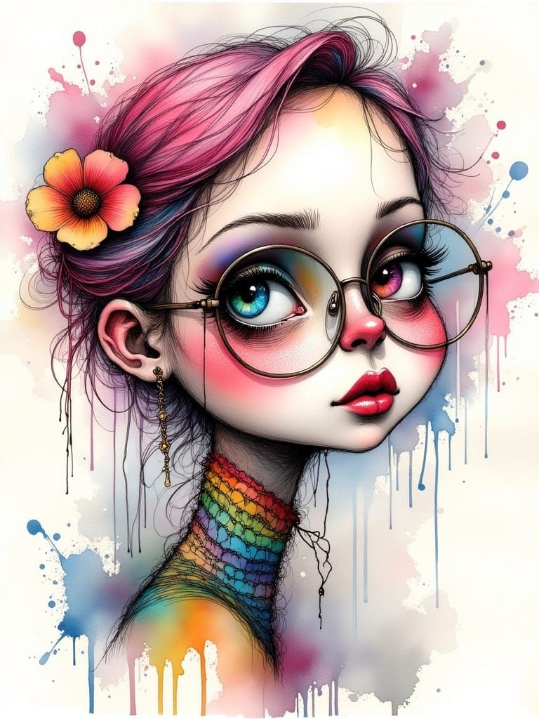 Serious Whimsy Ink Portrait of Intelligence Parachute Quote