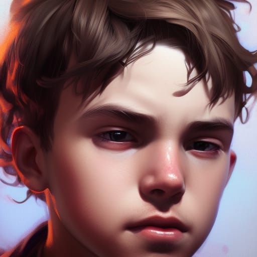 Detailed Portrait of a Cute Boy in Hyperreal Style