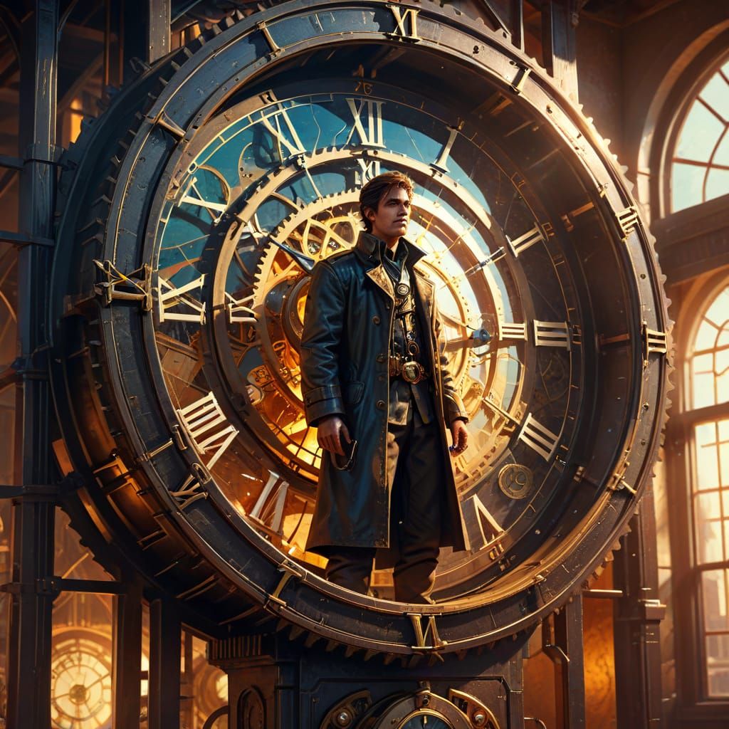Time Traveler in Clock Tower: Digital Painting