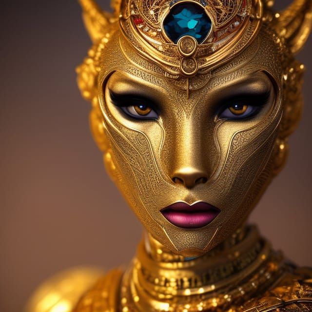 Egyptian Lioness Goddess on Battlefield, Hyperrealistic Art